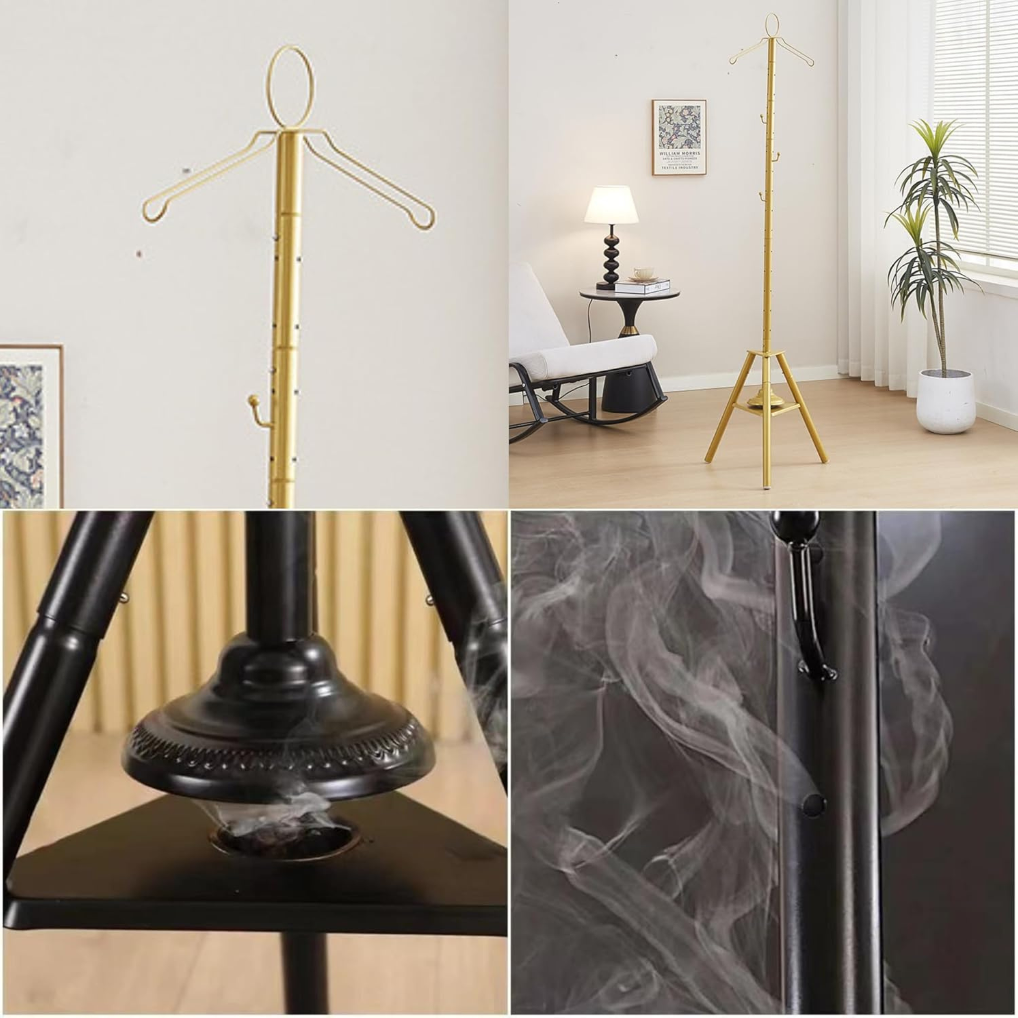 Vertical Clothes Bakhoor Incense Burner Stand, Abaya Garment Steamer Stand